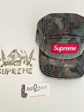 Supreme OverDyed Woodland Camo Camp Cap with Red Box Logo - Brand New